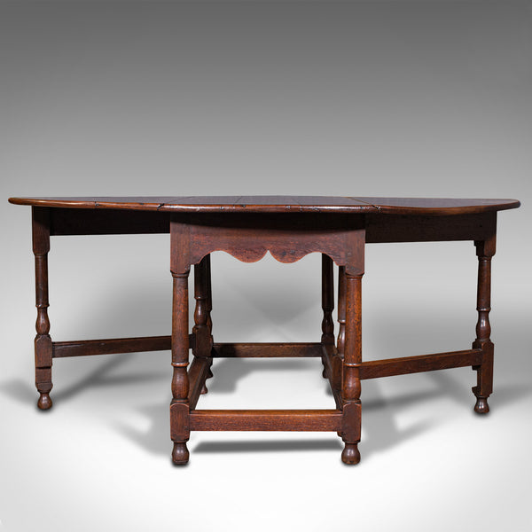 Large Antique Gate-Leg Table, English, Oak, Folding, Occasional, Victorian, 1900