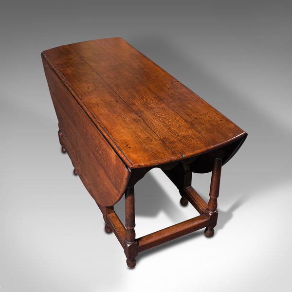 Large Antique Gate-Leg Table, English, Oak, Folding, Occasional, Victorian, 1900