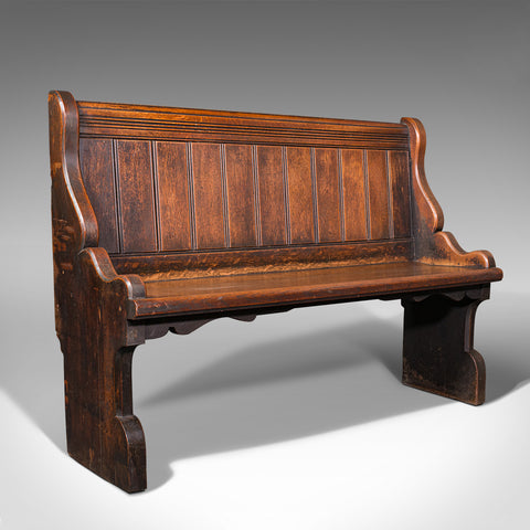 Antique Free-standing Pew, Scottish, Oak, Bench Seat, Ecclesiastical, Victorian