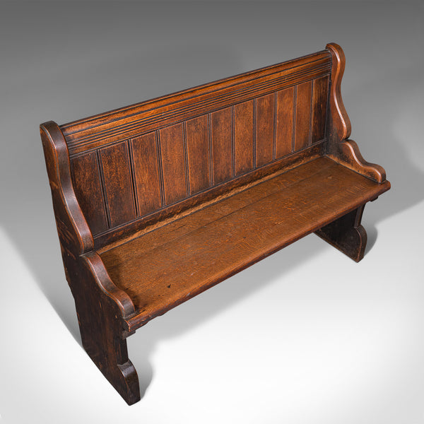 Antique Free-standing Pew, Scottish, Oak, Bench Seat, Ecclesiastical, Victorian