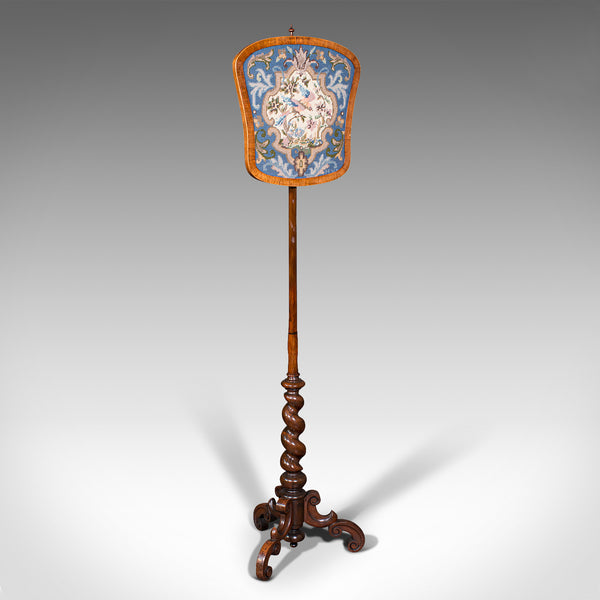 Antique Pole Screen, English, Needlepoint, Fire Shield, Tapestry, Regency, 1820