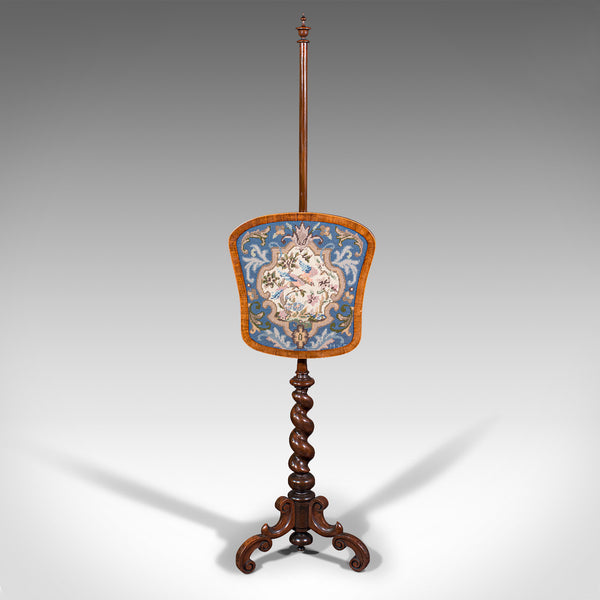 Antique Pole Screen, English, Needlepoint, Fire Shield, Tapestry, Regency, 1820
