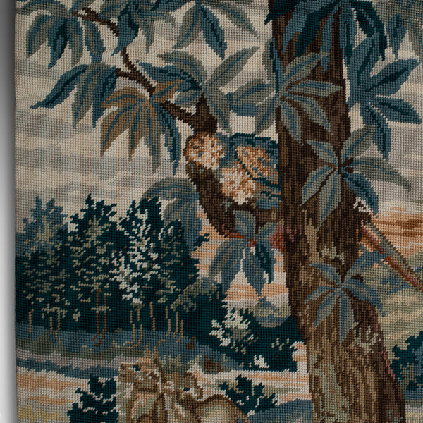 Large Antique Tapestry Panel, Continental, Needlepoint, Square Frieze, Victorian