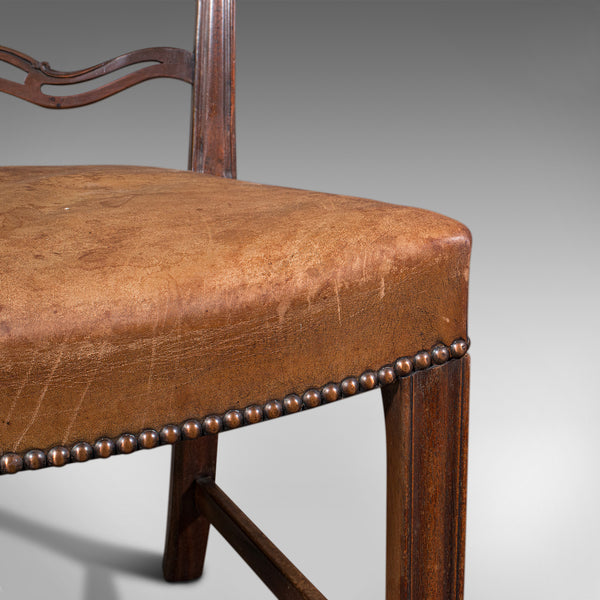 Set Of 4 Vintage Ladder Back Chairs, Irish, Carver, Seat, Art Deco, Circa 1940