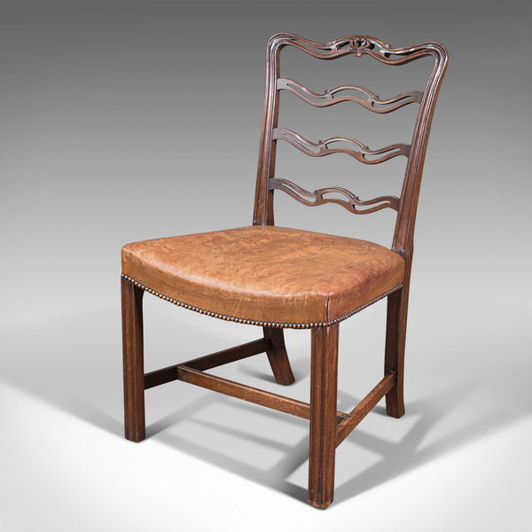 Set Of 4 Vintage Ladder Back Chairs, Irish, Carver, Seat, Art Deco, Circa 1940