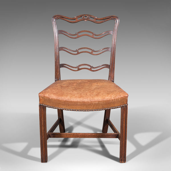 Set Of 4 Vintage Ladder Back Chairs, Irish, Carver, Seat, Art Deco, Circa 1940