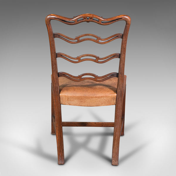 Set Of 4 Vintage Ladder Back Chairs, Irish, Carver, Seat, Art Deco, Circa 1940
