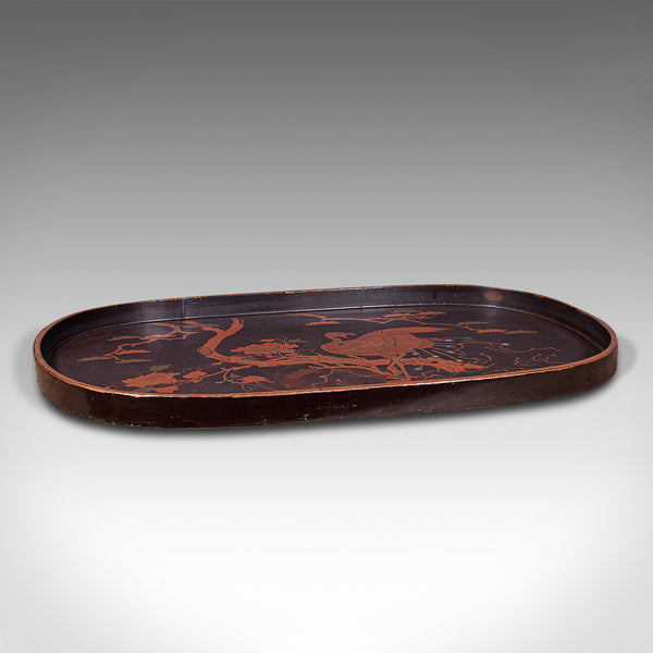 Vintage Decorative Serving Tray, Oriental, Japanned, Lacquer, Salver, Art Deco
