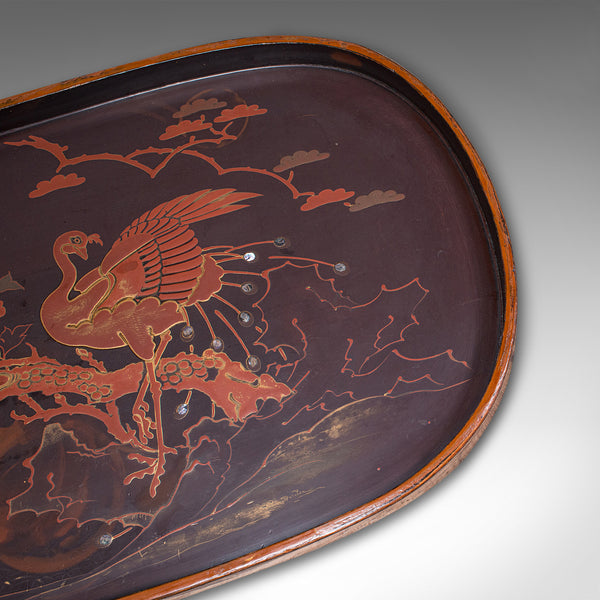 Vintage Decorative Serving Tray, Oriental, Japanned, Lacquer, Salver, Art Deco