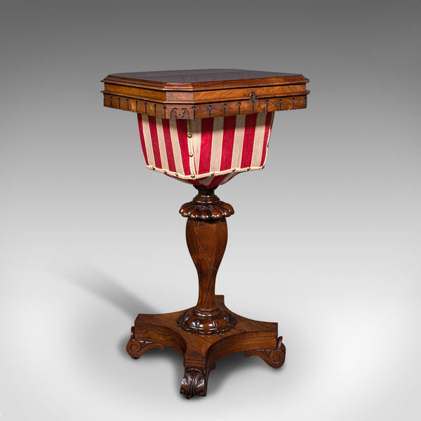 Antique Sewing Table, English, Ladies Work Box, Side, Early Victorian, C.1850
