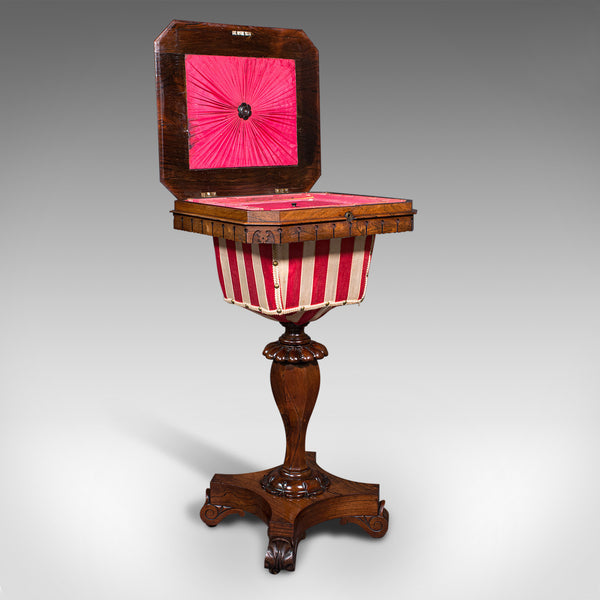Antique Sewing Table, English, Ladies Work Box, Side, Early Victorian, C.1850