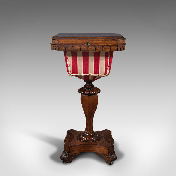 Antique Sewing Table, English, Ladies Work Box, Side, Early Victorian, C.1850