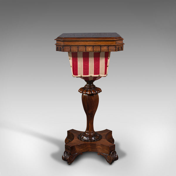 Antique Sewing Table, English, Ladies Work Box, Side, Early Victorian, C.1850