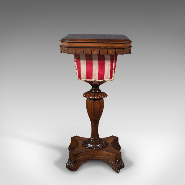 Antique Sewing Table, English, Ladies Work Box, Side, Early Victorian, C.1850