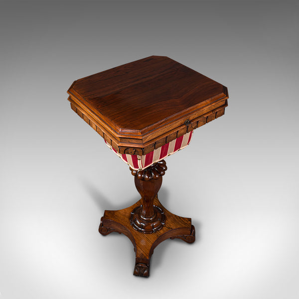 Antique Sewing Table, English, Ladies Work Box, Side, Early Victorian, C.1850
