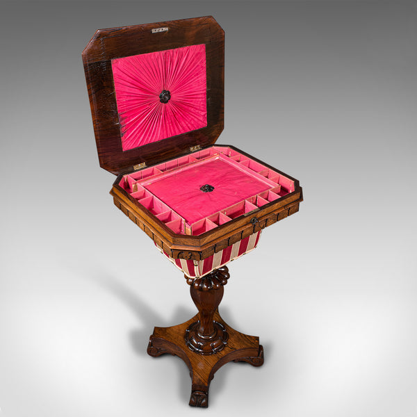 Antique Sewing Table, English, Ladies Work Box, Side, Early Victorian, C.1850