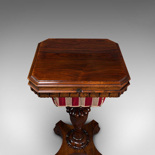 Antique Sewing Table, English, Ladies Work Box, Side, Early Victorian, C.1850