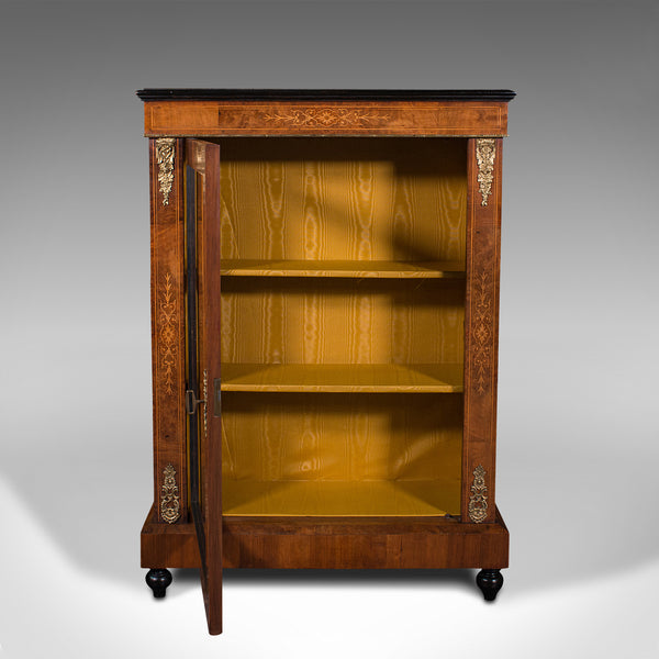 Antique Pier Cabinet, English, Walnut, Inlay, Display Cupboard, Victorian, 1870
