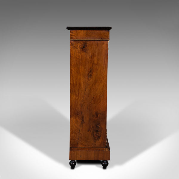 Antique Pier Cabinet, English, Walnut, Inlay, Display Cupboard, Victorian, 1870