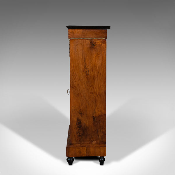 Antique Pier Cabinet, English, Walnut, Inlay, Display Cupboard, Victorian, 1870