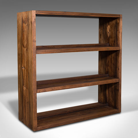 Antique Double Sided Bookcase, English, Pitch Pine, Open Book Shelf, Victorian