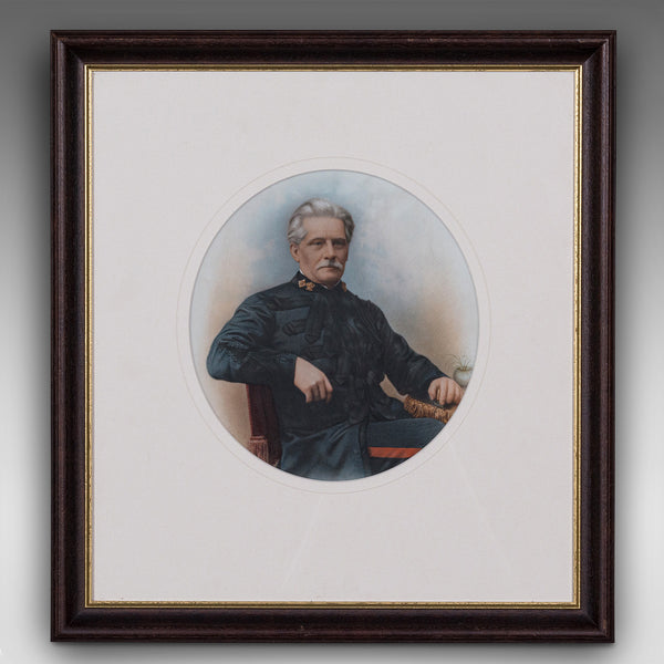 Antique Portrait, English, Framed Ceramic Painting, Photographs, Victorian, 1890
