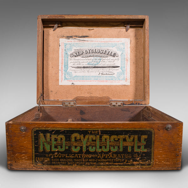 Antique Neo Cyclostyle Printing Machine, Duplicating Apparatus, Victorian, 1890