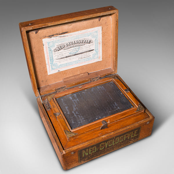 Antique Neo Cyclostyle Printing Machine, Duplicating Apparatus, Victorian, 1890