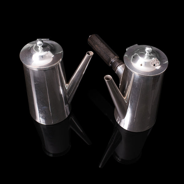 Pair Of Vintage Coffee Pots, Silver Plate, Chocolate Jug, Mappin & Webb, C.1940