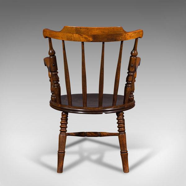 Antique Fireside Elbow Chair, English, Beech, Occasional Seat, Victorian, C.1890