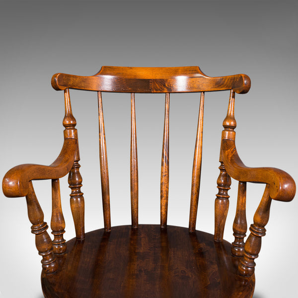 Antique Fireside Elbow Chair, English, Beech, Occasional Seat, Victorian, C.1890