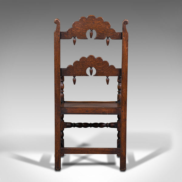 Antique Carved Elbow Chair, Oak, Side, Hall Seat, Jacobean Revival, Victorian