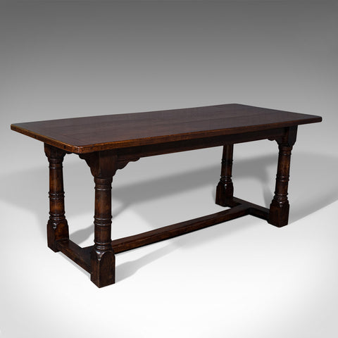 Antique Refectory Table, English, Oak, 6 Seat, Dining, Kitchen, Victorian, 1880