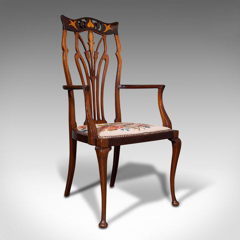 Antique Elbow Chair, English, Occasional, Art Nouveau, Libertyesque, Victorian
