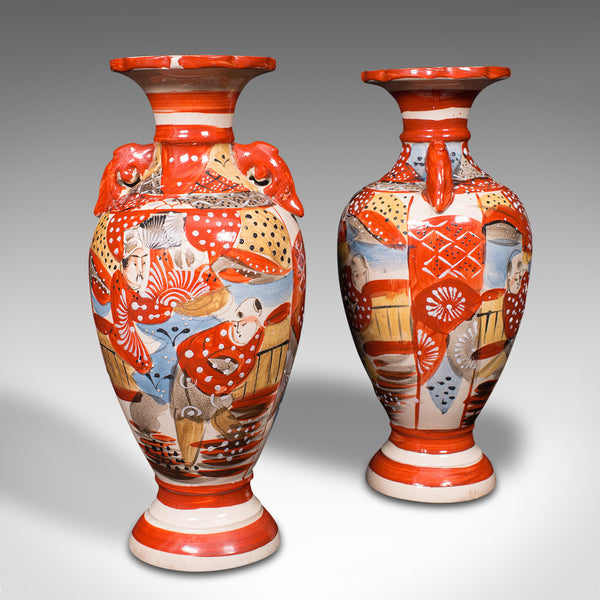 Pair Of Antique Imari Vases, Japanese, Hand Painted, Meiji, Victorian, C.1900