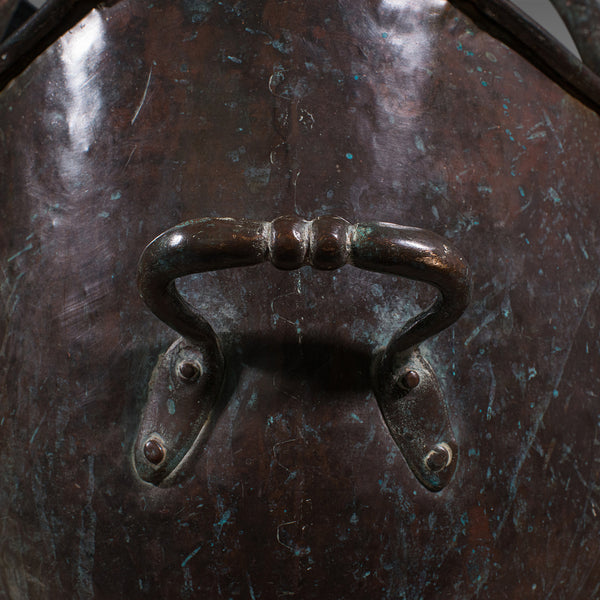 Large Antique Coal Bucket, English, Weathered Copper, Fireside Scuttle, Georgian