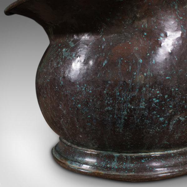 Large Antique Coal Bucket, English, Weathered Copper, Fireside Scuttle, Georgian