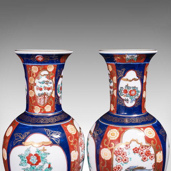 Pair Of Vintage Flower Vases, Chinese, Display Urn, Imari Revival, Late 20th.C