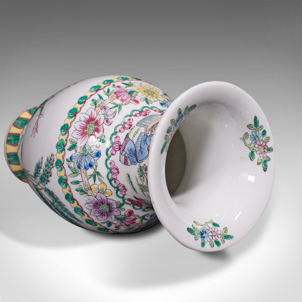 Antique Posy Vase, Chinese, Ceramic, Baluster, Hand Painted, Victorian, C.1900