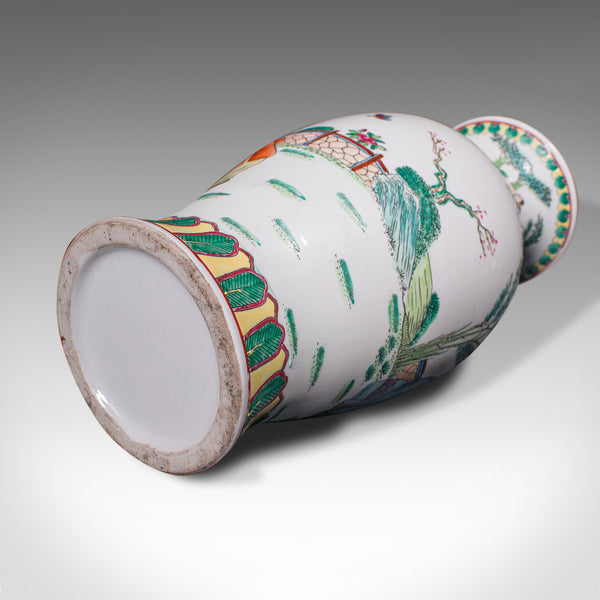Antique Posy Vase, Chinese, Ceramic, Baluster, Hand Painted, Victorian, C.1900