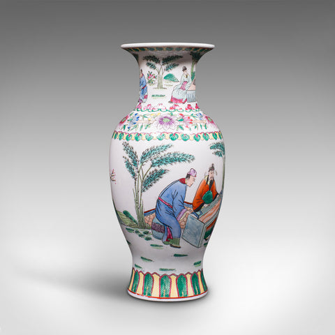 Antique Posy Vase, Chinese, Ceramic, Baluster, Hand Painted, Victorian, C.1900