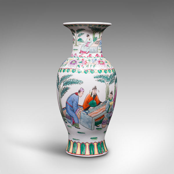 Antique Posy Vase, Chinese, Ceramic, Baluster, Hand Painted, Victorian, C.1900