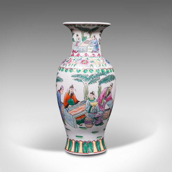 Antique Posy Vase, Chinese, Ceramic, Baluster, Hand Painted, Victorian, C.1900