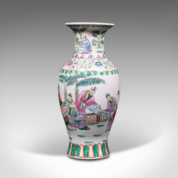 Antique Posy Vase, Chinese, Ceramic, Baluster, Hand Painted, Victorian, C.1900