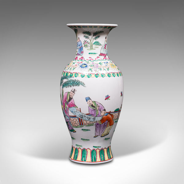 Antique Posy Vase, Chinese, Ceramic, Baluster, Hand Painted, Victorian, C.1900