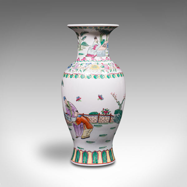 Antique Posy Vase, Chinese, Ceramic, Baluster, Hand Painted, Victorian, C.1900