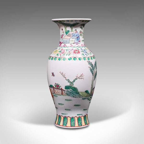 Antique Posy Vase, Chinese, Ceramic, Baluster, Hand Painted, Victorian, C.1900