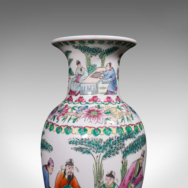 Antique Posy Vase, Chinese, Ceramic, Baluster, Hand Painted, Victorian, C.1900
