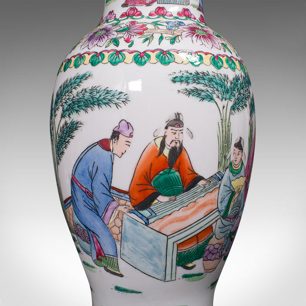 Antique Posy Vase, Chinese, Ceramic, Baluster, Hand Painted, Victorian, C.1900
