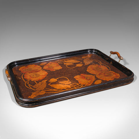 Antique Decorative Serving Tray, English, Beech, Art Nouveau, Edwardian, 1909